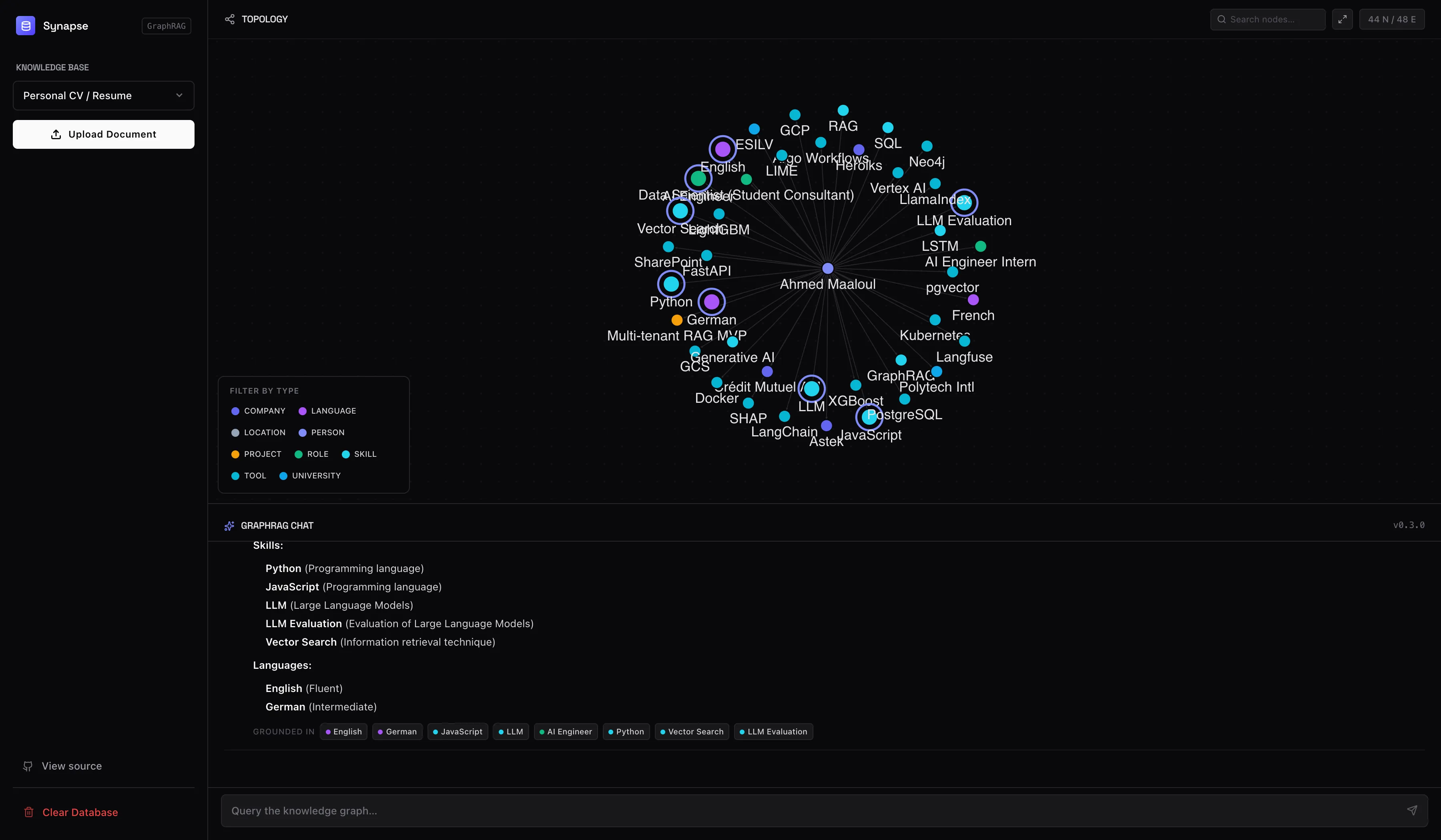 Synapse: Open-Source GraphRAG Engine interface